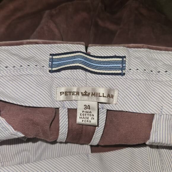 Peter Millar Chino Pants Mens 34x31 Burgundy Pima Cotton Preppy Classic Golf - Picture 7 of 9